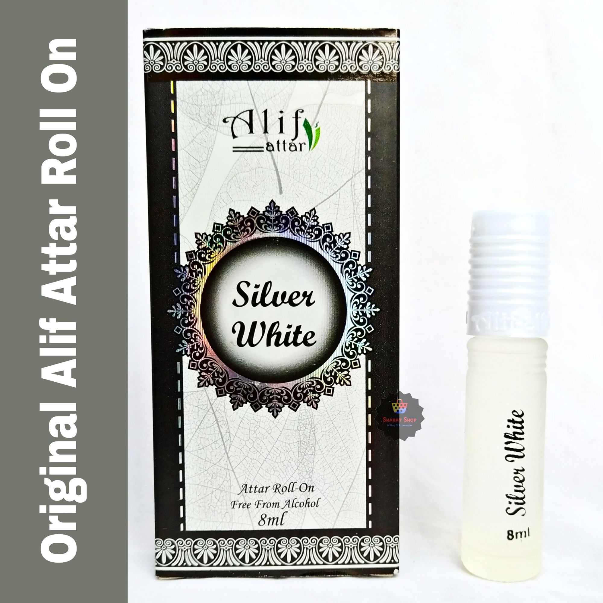 Picture of Alif Silver White Attar Long Lasting Roll On Ator Non Alcoholic Perfume (Halal) - 8ml