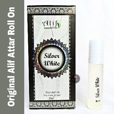 Picture of Alif Silver White Attar Long Lasting Roll On Ator Non Alcoholic Perfume (Halal) - 8ml