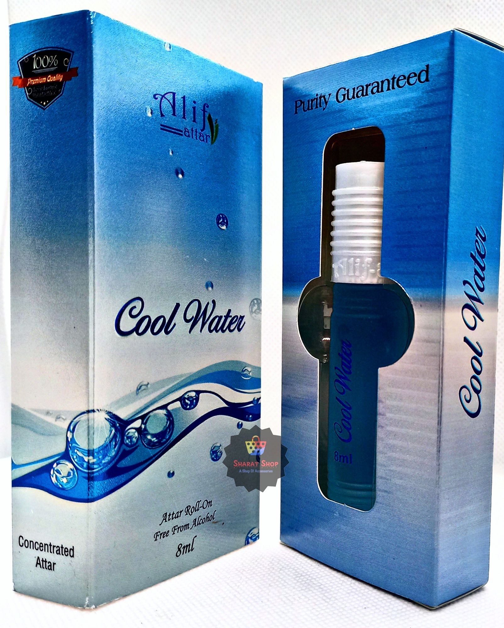 Picture of Cool Water By Alif Attar Long Lasting Roll On Non Alcoholic Perfume (হালাল) - 8ml