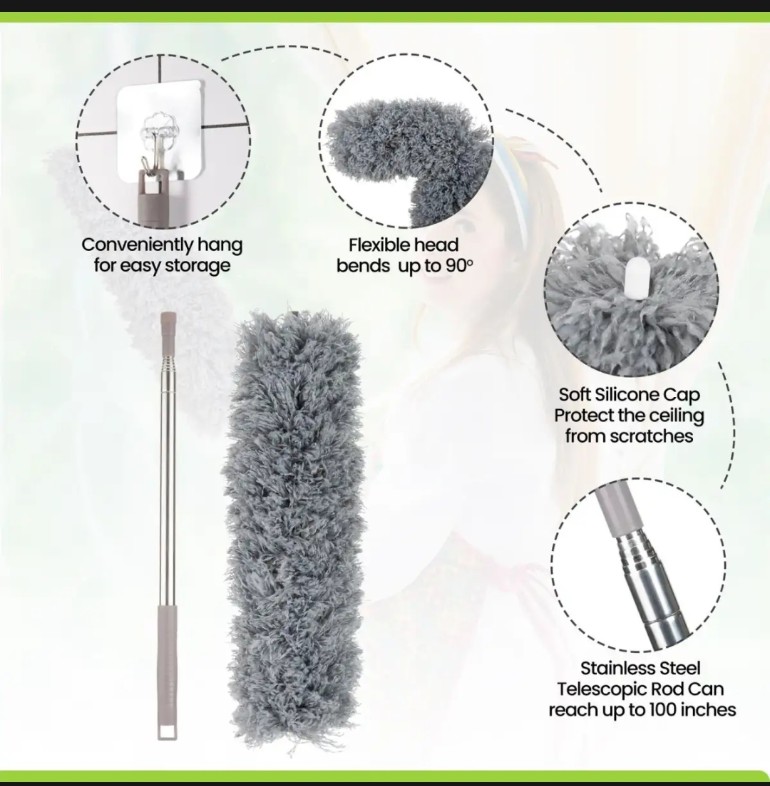Picture of 9.5 Feet Bendable Feather Duster with Extra Long Extendable Microfiber Duster (Dust Cleaner )