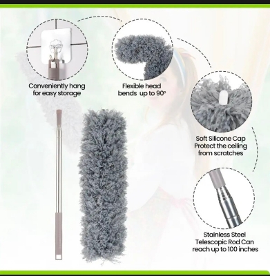 Picture of 9.5 Feet Bendable Feather Duster with Extra Long Extendable Microfiber Duster (Dust Cleaner )