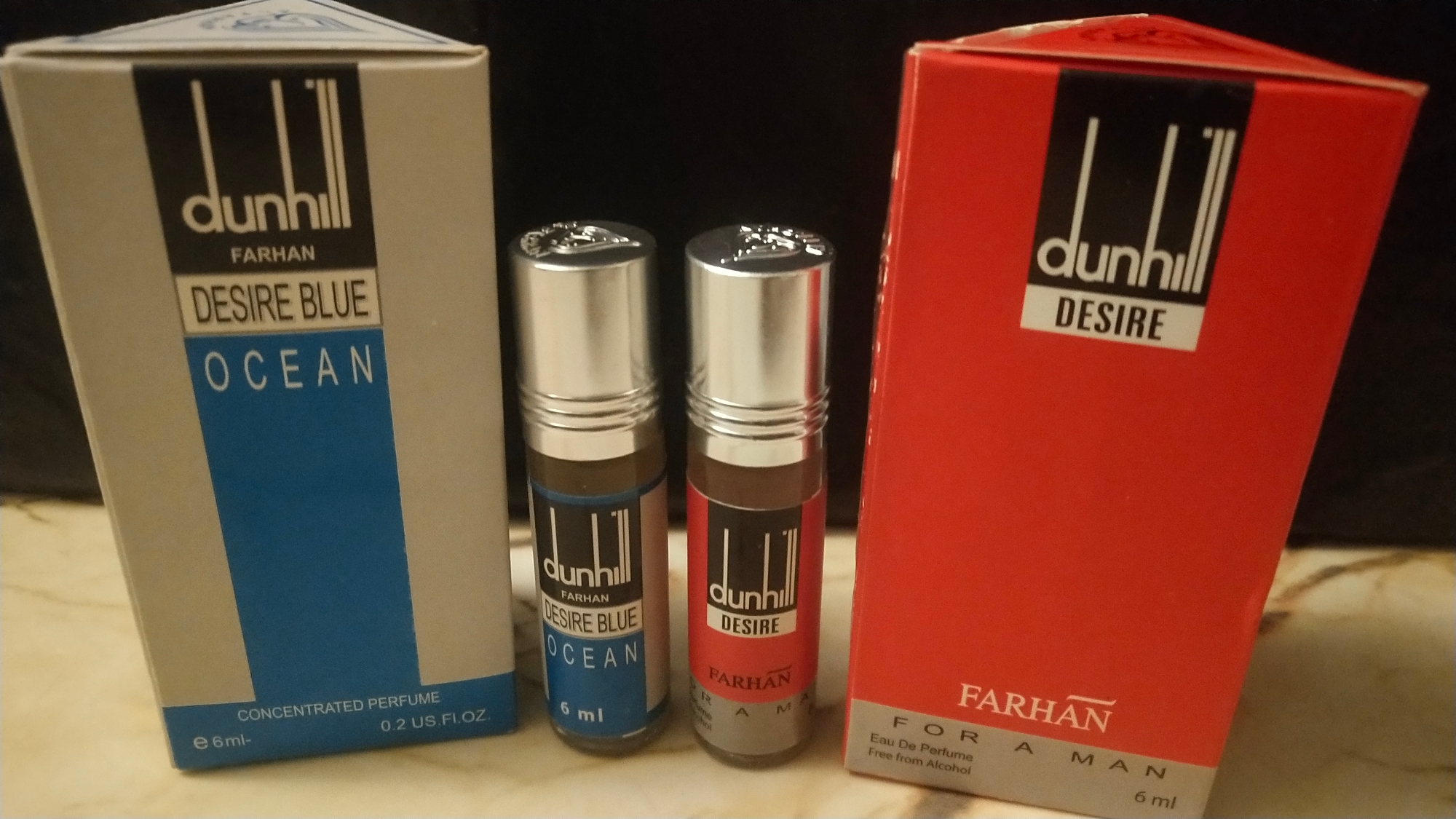 Picture of Combo of Dunhill Desire & Dunhill Desire Blue Ocean by Al Farhan Concentrated Perfume Oil Long Lasting Non-alcoholic Fragrance - 6ml+6ml
