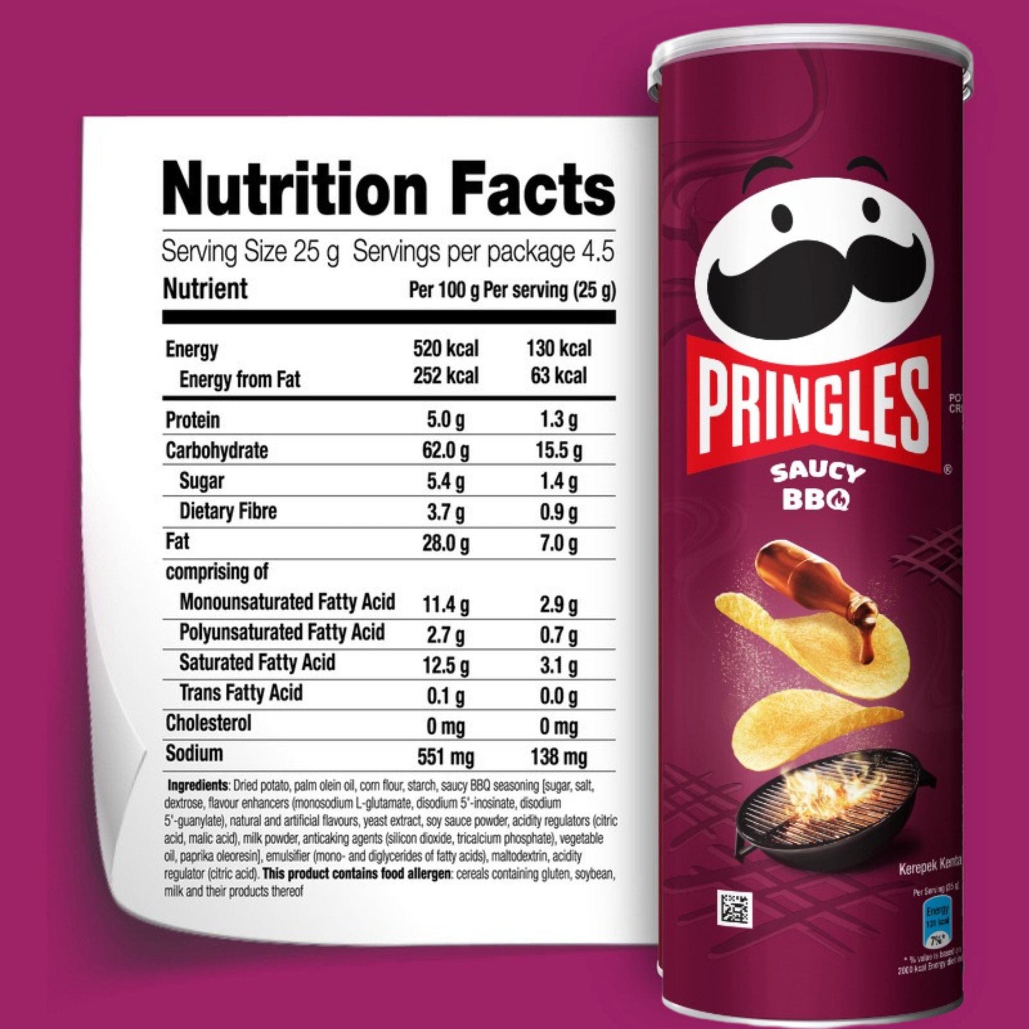 Picture of Pringles Saucy BBQ Potato Chips 134gm