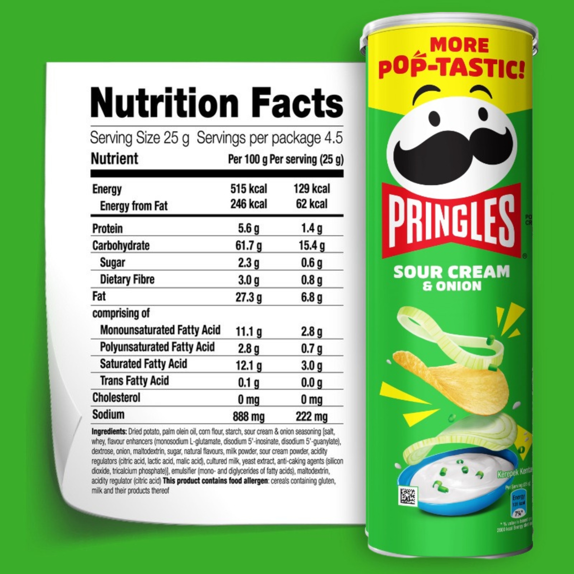 Picture of Pringles Sour Cream & Onion Potato Chips 134gm