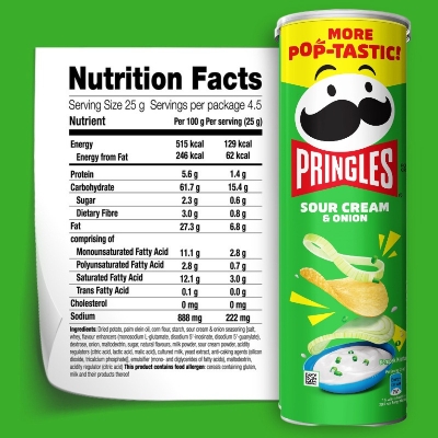 Picture of Pringles Sour Cream & Onion Potato Chips 134gm