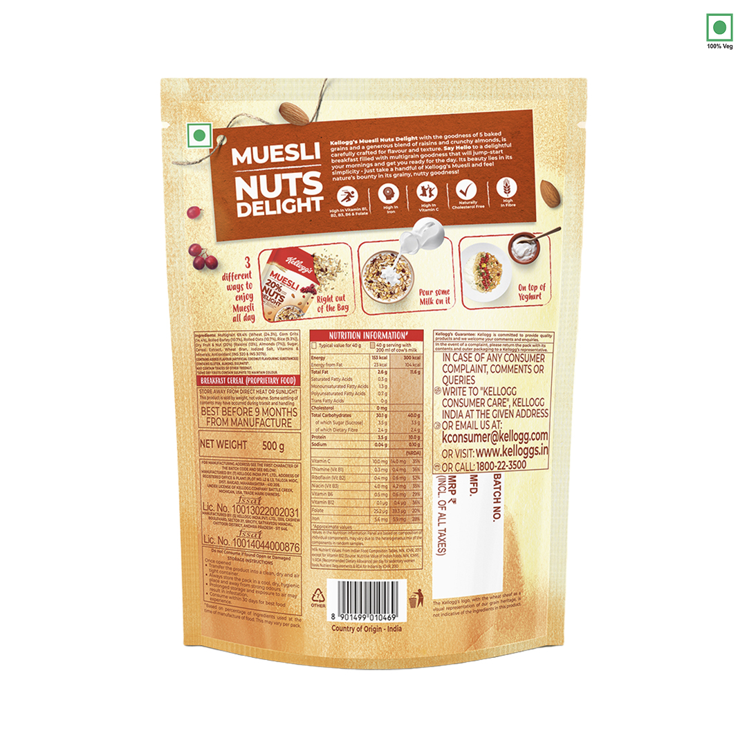 Picture of Kellogg's Muesli Nut Delight Breakfast Cereal 500gm