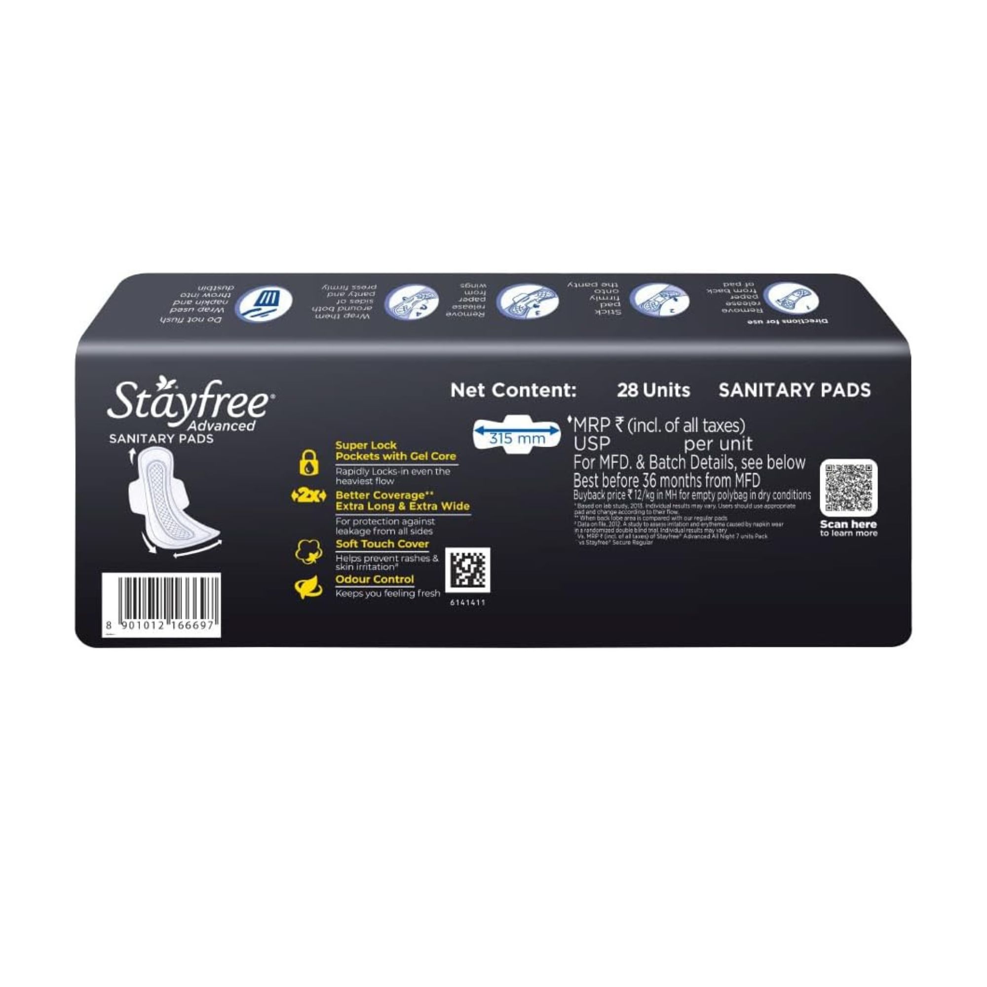 Stayfree Advanced All Nights Ultra-Soft XXL Sanitary Thin Napkins, with Wings 28 pads IDConline shop bangladeshothoba.com