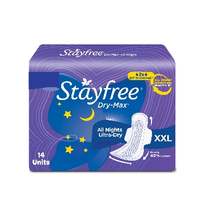 Stayfree Dry-Max All Nights XXL Thin Sanitary Napkins, with Wings 14 pads IDConline shop bangladeshothoba.com