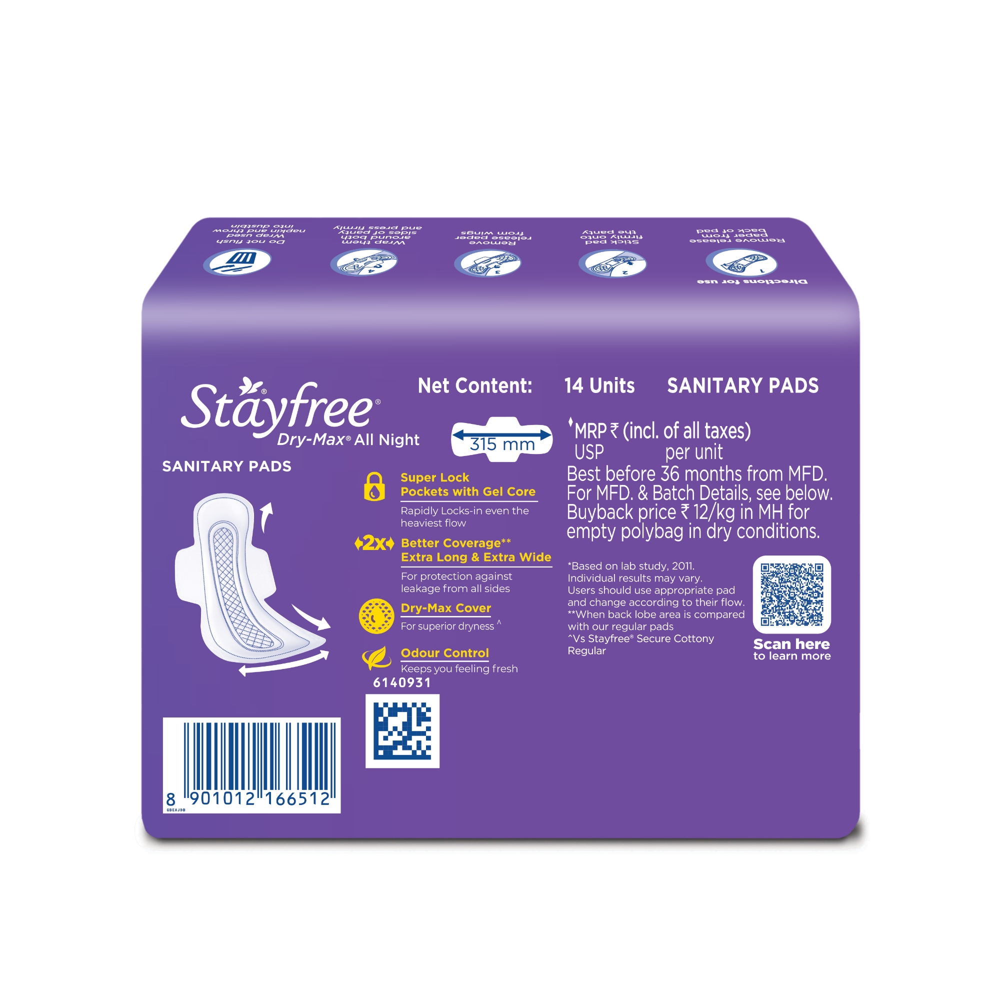 Stayfree Dry-Max All Nights XXL Thin Sanitary Napkins, with Wings 14 pads IDConline shop bangladeshothoba.com