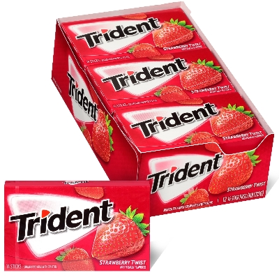 Picture of Trident Strawberry Flavor Gum Full Box - 12 Pack (Sugar-Free)