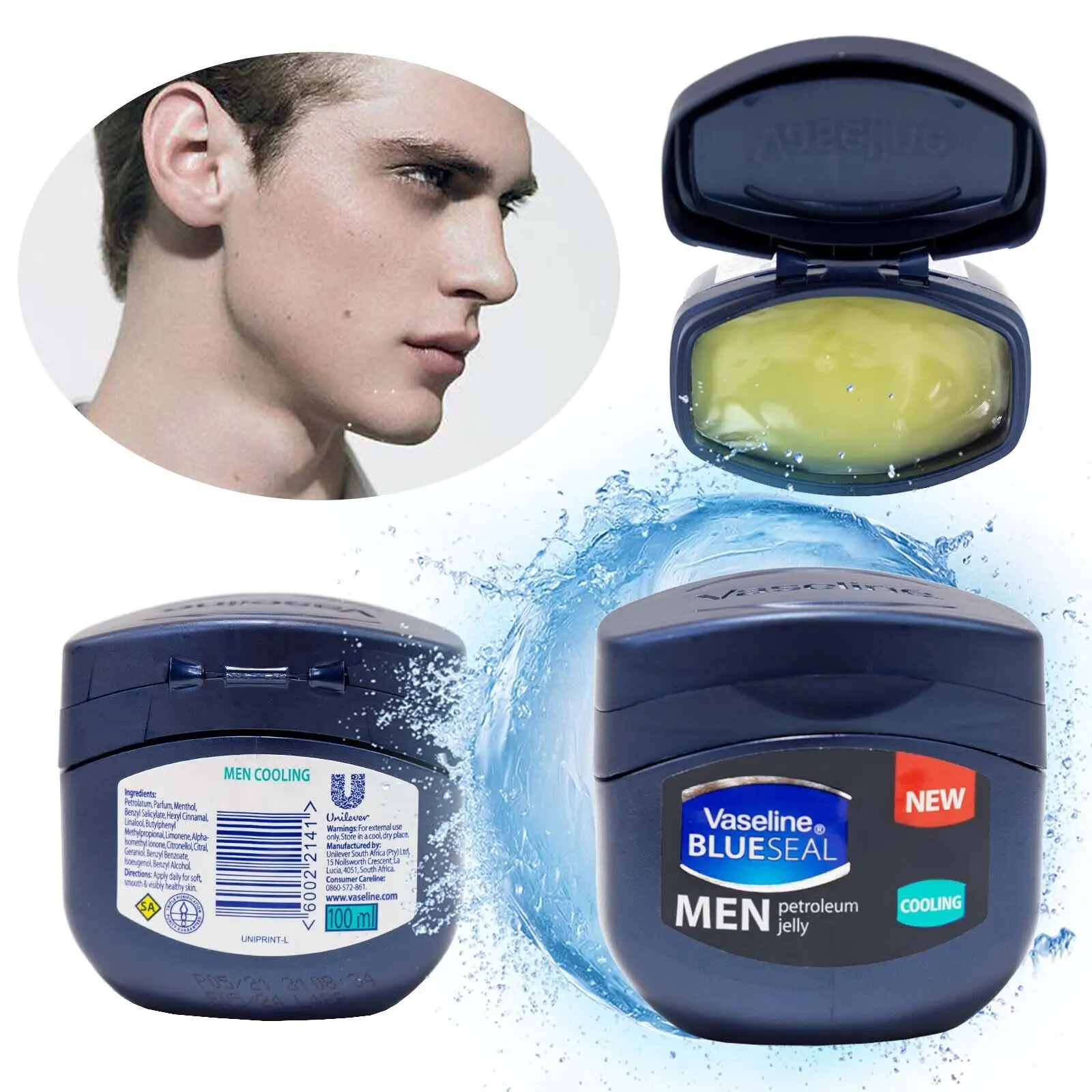 Picture of International South African Product Skin care Vaselin Blueseal Cooling used for male - 100 ml