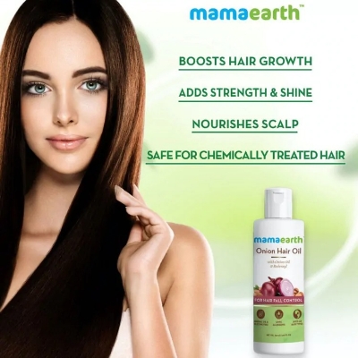 Picture of International Indian Product Mamaearth onion hair oil for hair regrowth & hair fall control with redensyl (100ml)