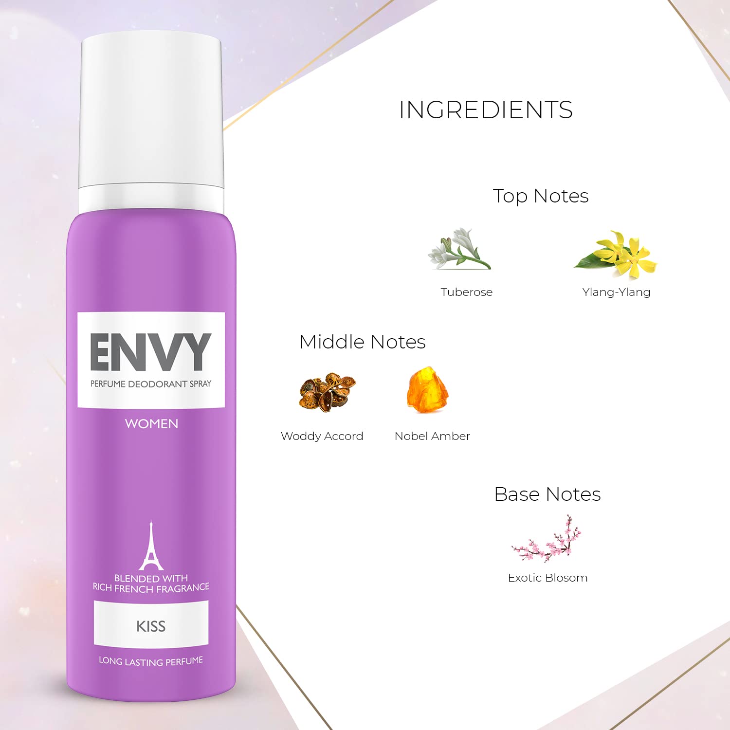 Picture of ENVY Kiss Deodorant - 120ML | Long Lasting Deo Perfume Spray For Women