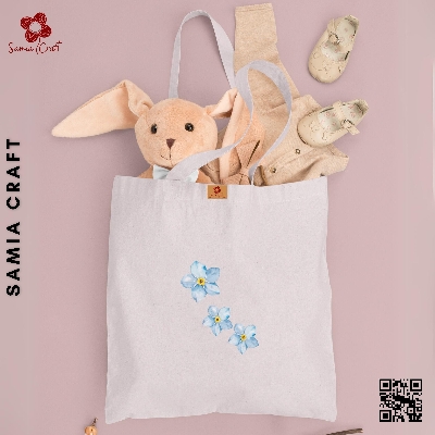 Picture of SamiaCraft Cotton Canvas Tote Bag with Zipper for Women & Students University, College Fashion