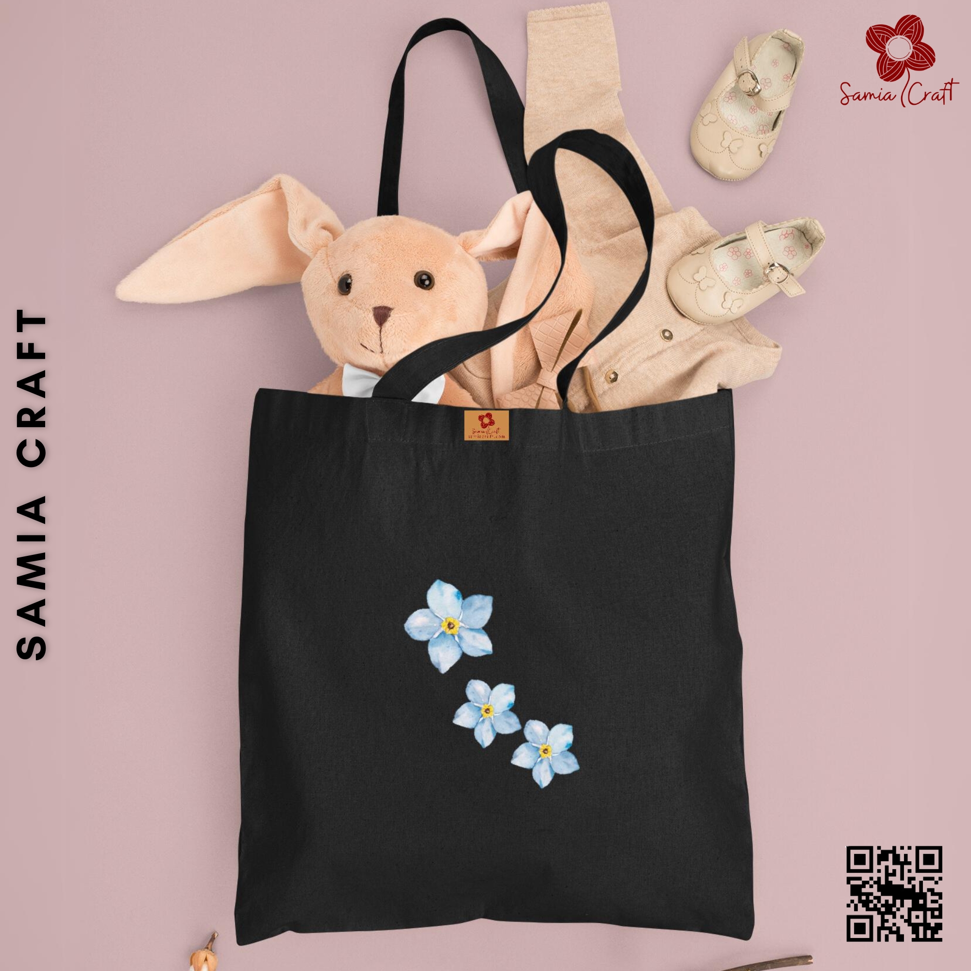 Picture of SamiaCraft Cotton Canvas Tote Bag with Zipper for Women & Students University, College Fashion