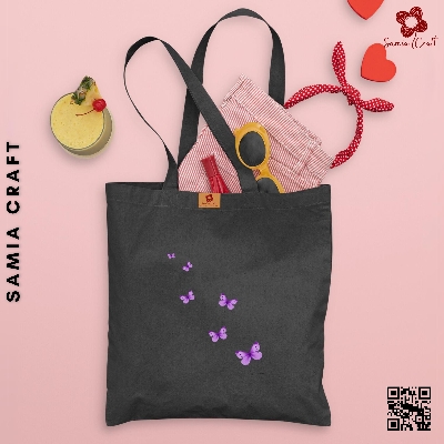 Picture of SamiaCraft Beautiful Designed Cotton Canvas Tote Bag with Zipper for Women & Students Everyday Daily Use