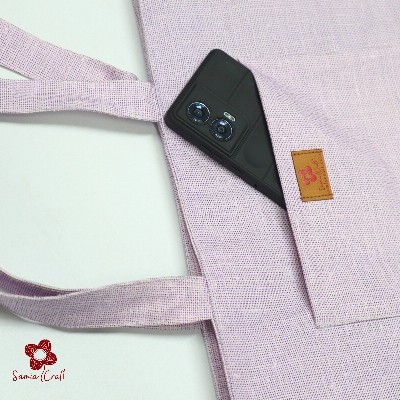 Picture of Samia Craft Artisan Crafted Trendy Canvas Tote Bag with Zipper for University and College Girls