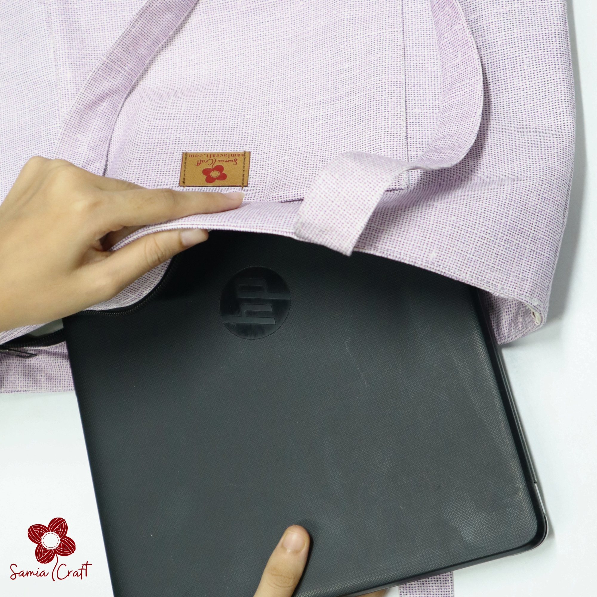 Picture of Samia Craft Artisan Crafted Trendy Canvas Tote Bag with Zipper for University and College Girls