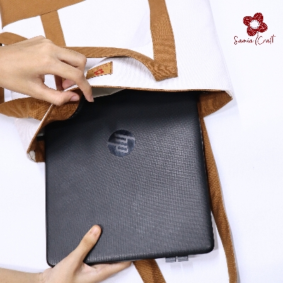 Picture of Samia Craft Exclusive Design Fashionable Canvas Shopping Bag with Zipper for Women and College - University Students