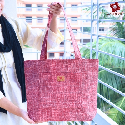 Picture of Samia Craft Designer Eco-Friendly Canvas Tote Bag with Outside Pocket & Zipper – Perfect for College and University Girls