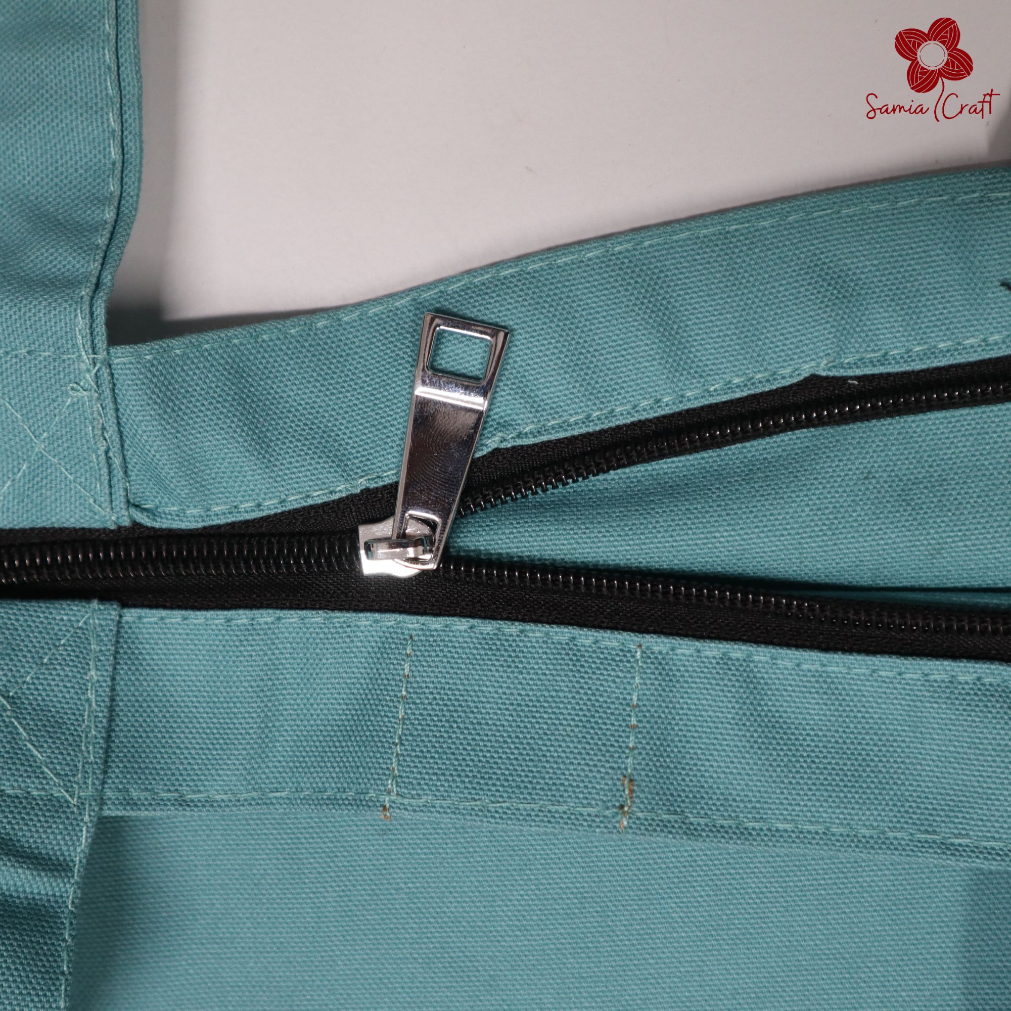 Picture of Samia Crafts 14/16 Inch Trendy Canvas Tote Bag with Zipper for University and College - Large Capacity Eco-Friendly Bag for Women and Girls