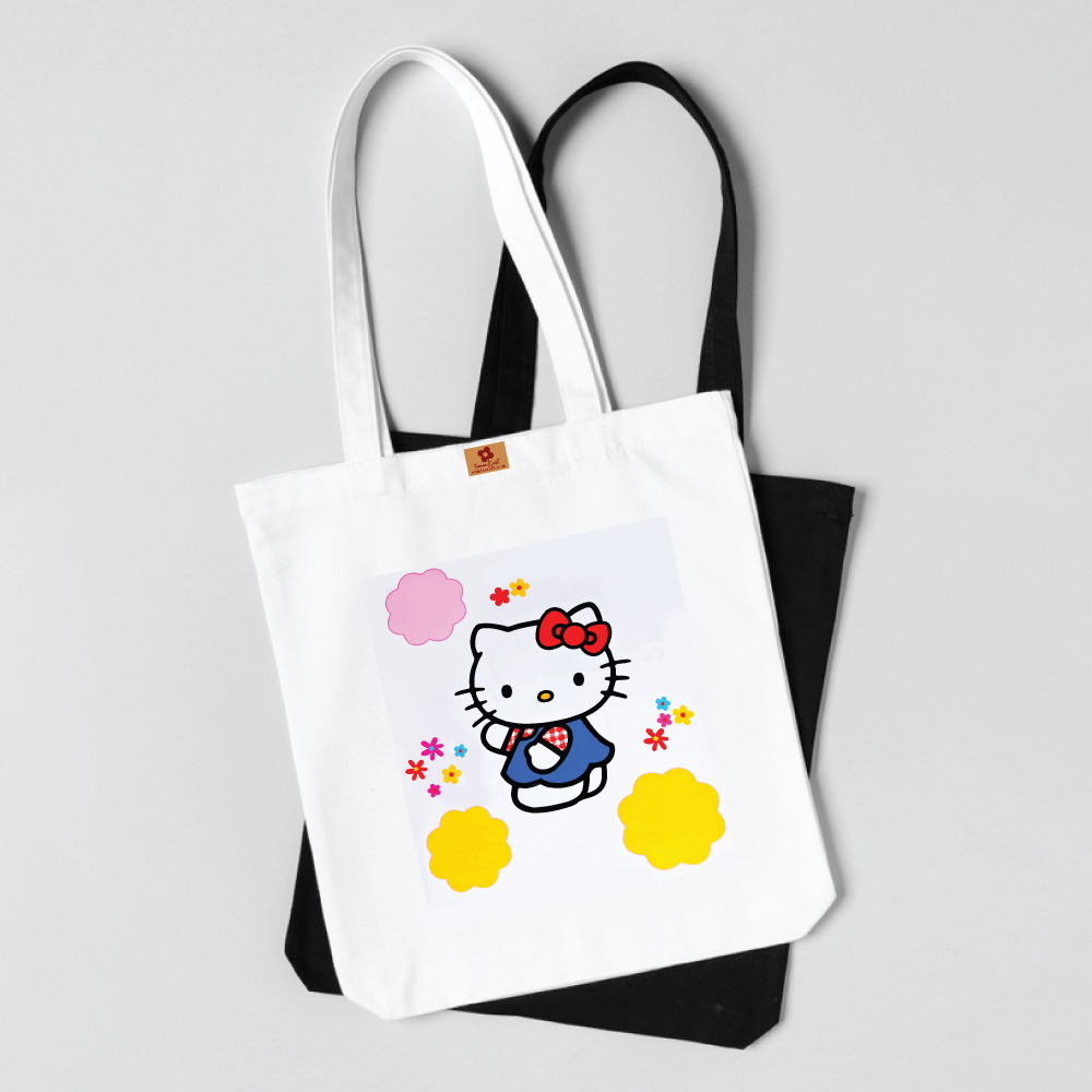 Picture of SamiaCraft Treandy Hello kitty Printed Canvas Tote Bag with Zipper – Large Capacity for University & College