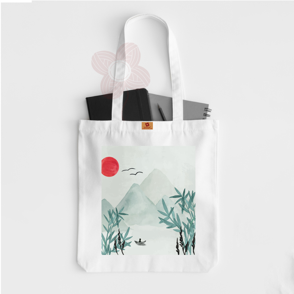 Picture of Samia Craft Special Korean & Chinese Mountain Artwork Printed Canvas Tote Bag - Fashionable, Stylish and trendy