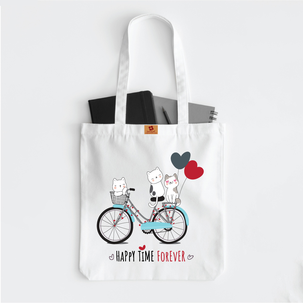 Picture of Samia Craft Aesthetic Kitty Design Printed Canvas Tote Bag with Zipper - For Cats Lovers and School, College, University - Stylish, Fashionable