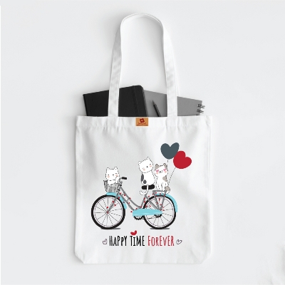 Picture of Samia Craft Aesthetic Kitty Design Printed Canvas Tote Bag with Zipper - For Cats Lovers and School, College, University - Stylish, Fashionable