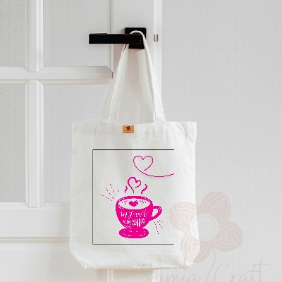 Picture of Samia Crafts Valentine's Canvas Tote Bag with Zipper-cup of love