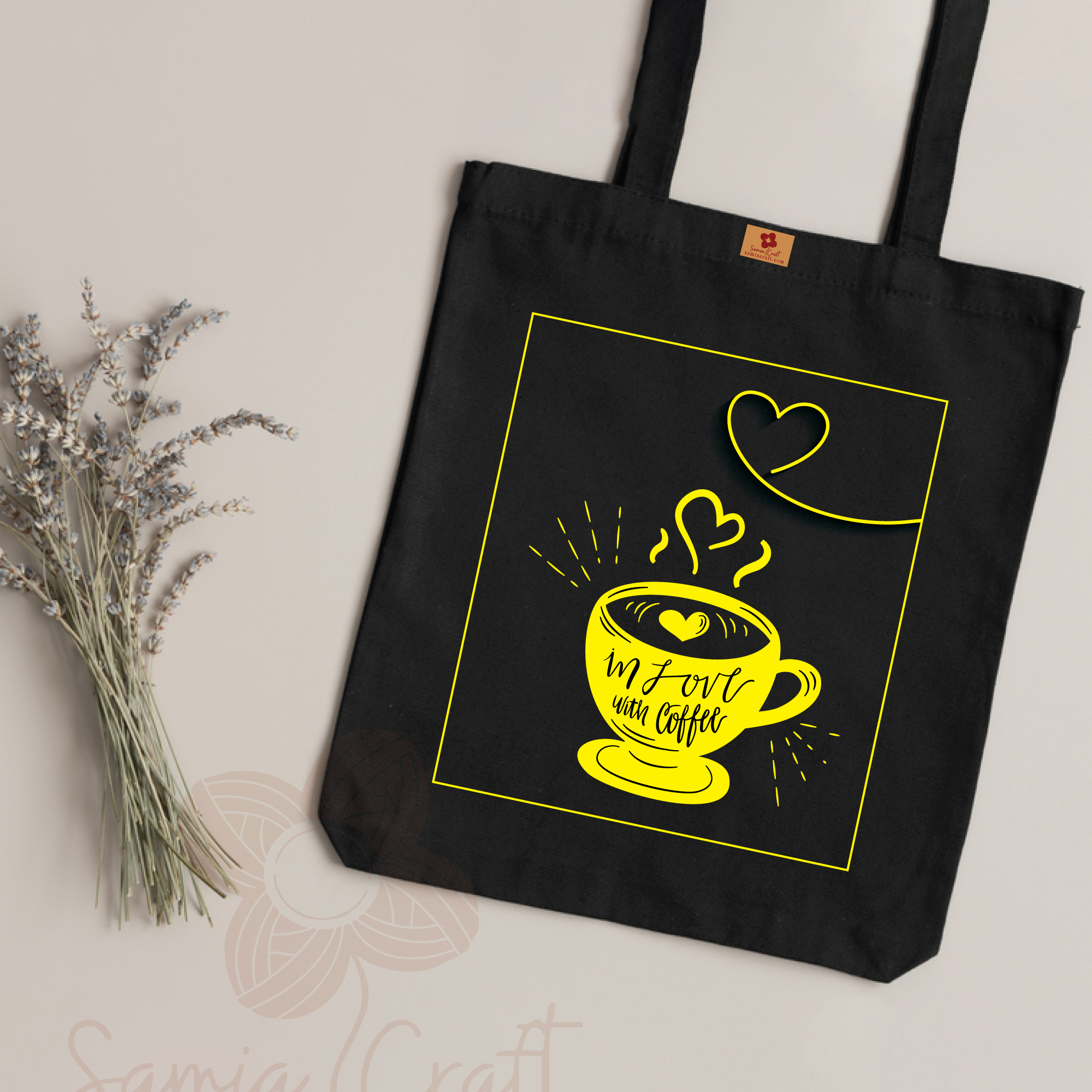 Picture of Samia Crafts Valentine's Canvas Tote Bag with Zipper-cup of love