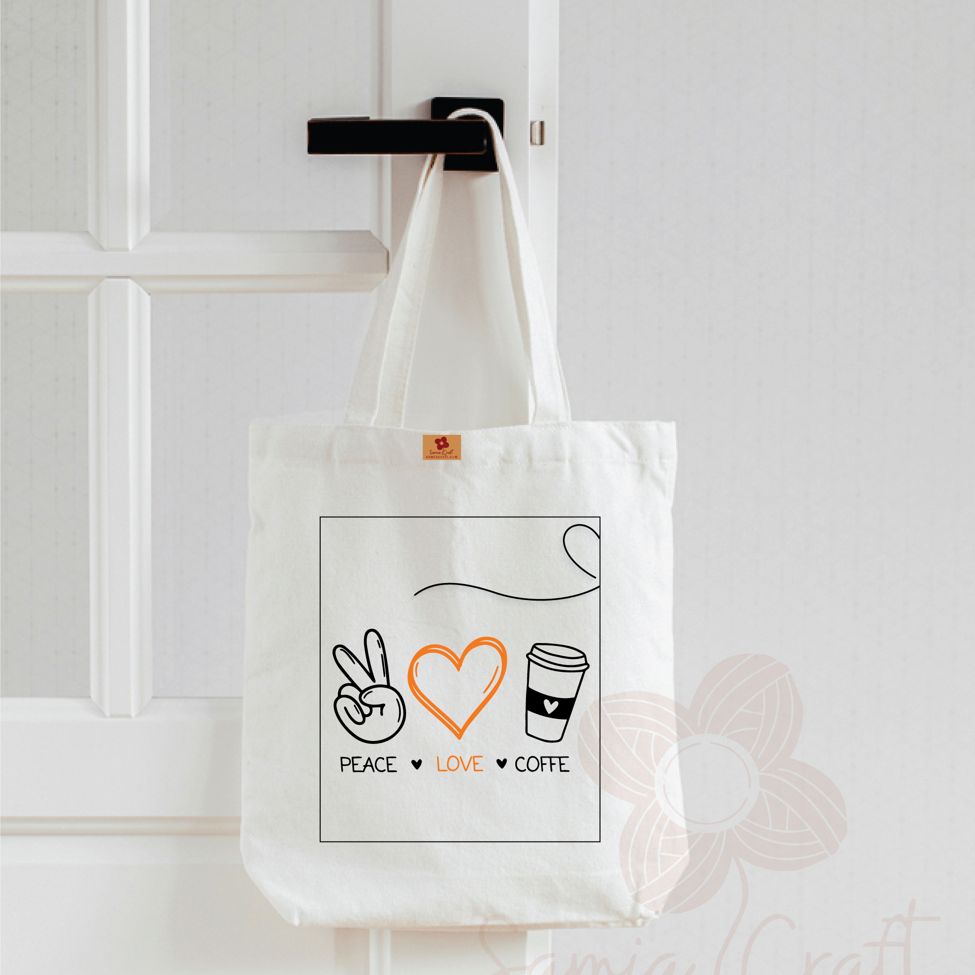 Picture of Samia Crafts valentine's Canvas Tote Bag with Zipper