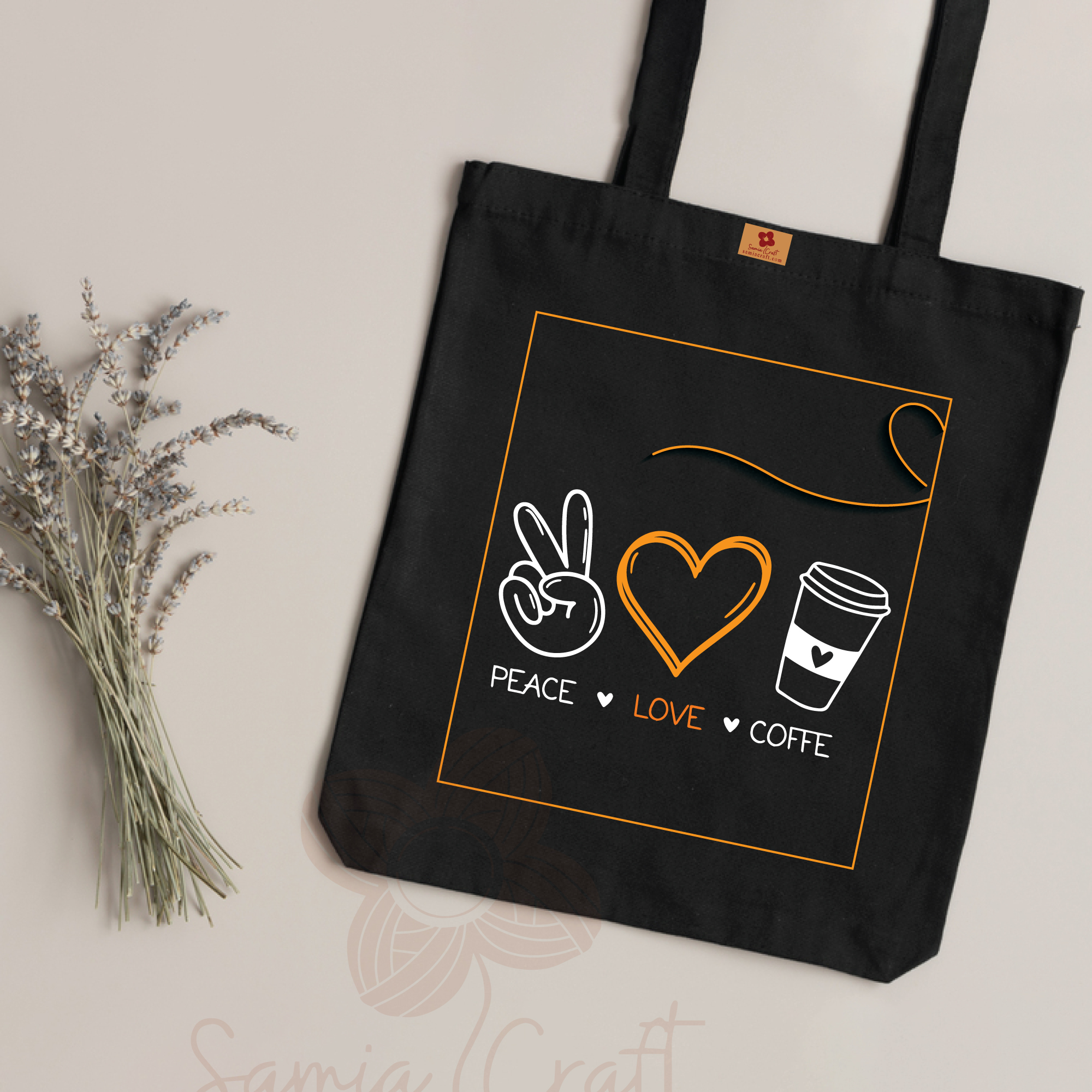 Picture of Samia Crafts valentine's Canvas Tote Bag with Zipper