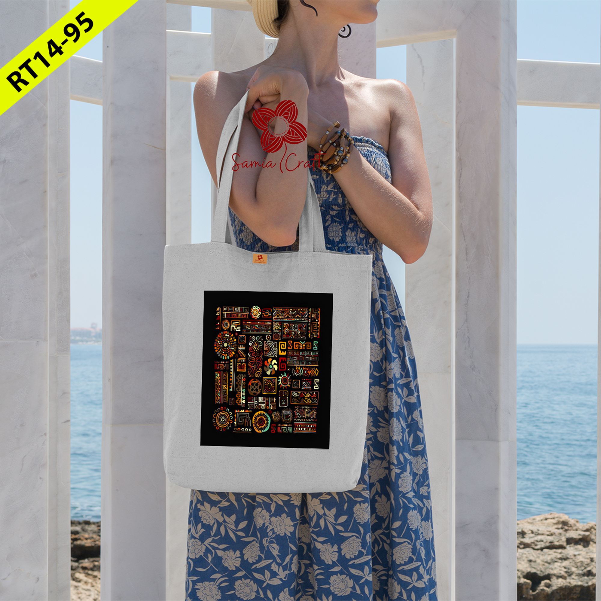 Picture of Samia Craft Aesthetic, Fashionable Women’s Charm Stylish and Eco-Friendly Canvas Tote Bag with Zipper - Suitable for School College University Students