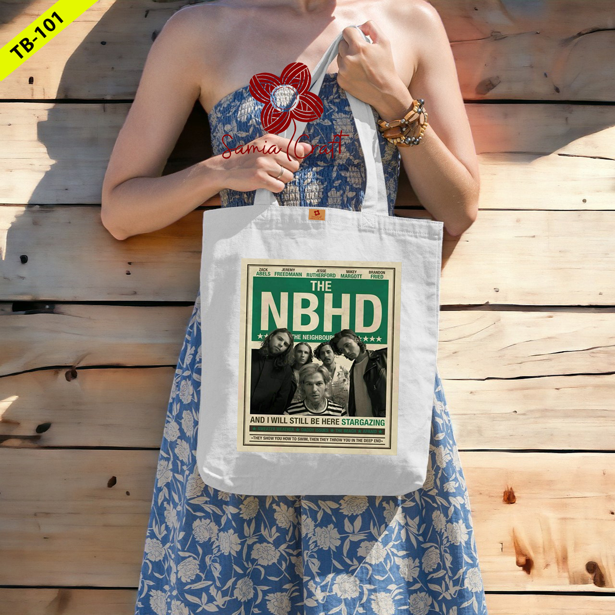 Picture of Samia Craft Glamorous On-the-Go Stylish, Modern and Fashionable Daily Vogue Cotton Canvas Print Tote Bag with Zipper for School College University