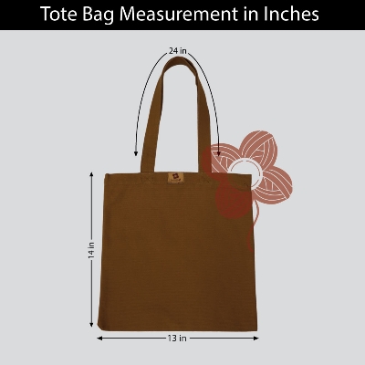 Picture of Samia Crafts 13/14Inch Top Handle Canvas Tote Bag Brown Color with Zipper - Simple Plain Solid Color Hand and Shoulder Bag for Daily Use