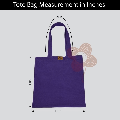 Picture of SamiaCrafts 13/14 Top Handle Canvas Tote Bag Purple Color With Zipper - Simple Plain Solid Color Hand and Shoulder Bag for Regular and Daily Use