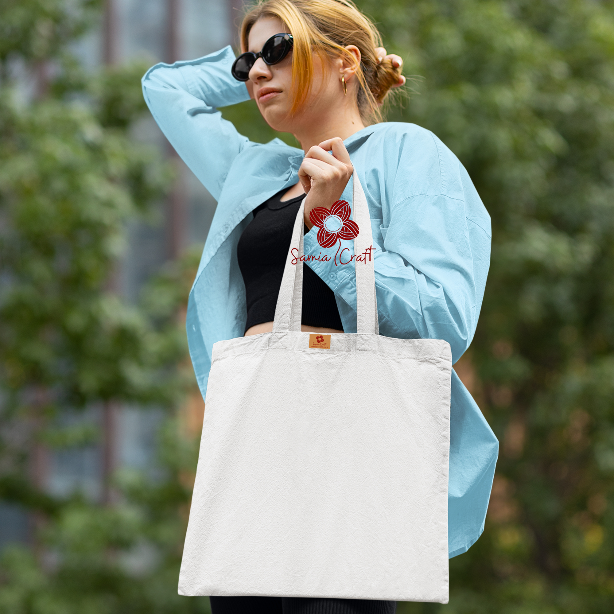 Picture of SamiaCrafts 13/14 Fashionable Simple Plain Solid Off White Color Top Handle Canvas Tote Bag With Zipper - Hand and Shoulder Bag For Everyday Daily Use