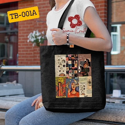 Picture of Samia Craft Various Aesthetic Colors & Planet Star Design Canvas Tote Bag with Zipper for women Daily Everyday Use - Suitable for School College University Students