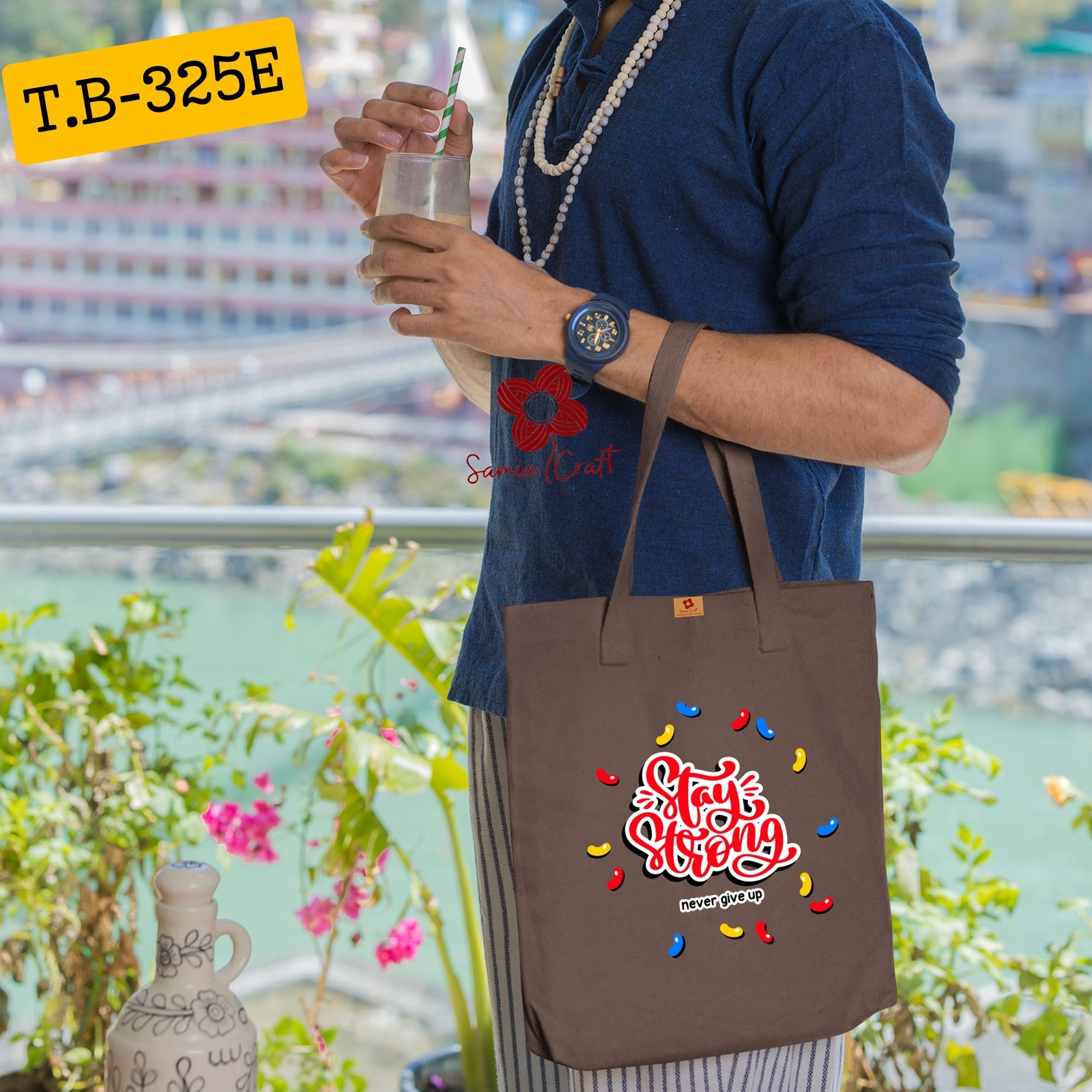 Picture of Samia Craft Tote in Technicolor: Digital Print on Canvas Eleganc