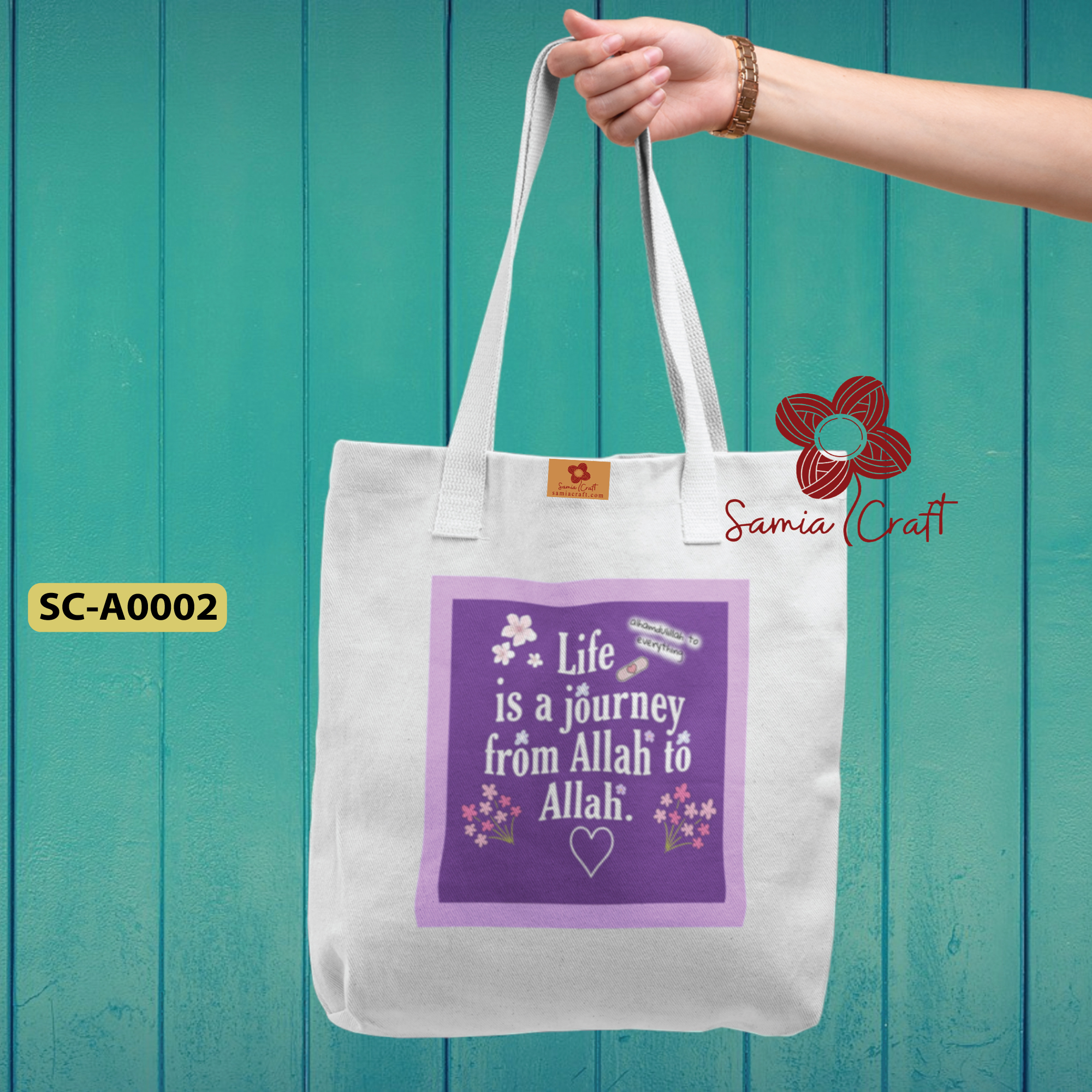 Picture of SamiaCraftsWomen Canvas Shopping Bag Students Book Bag Female Canvas Cloth Shoulder Bag Eco Handbag Tote Reusable Grocery Shopper Bags