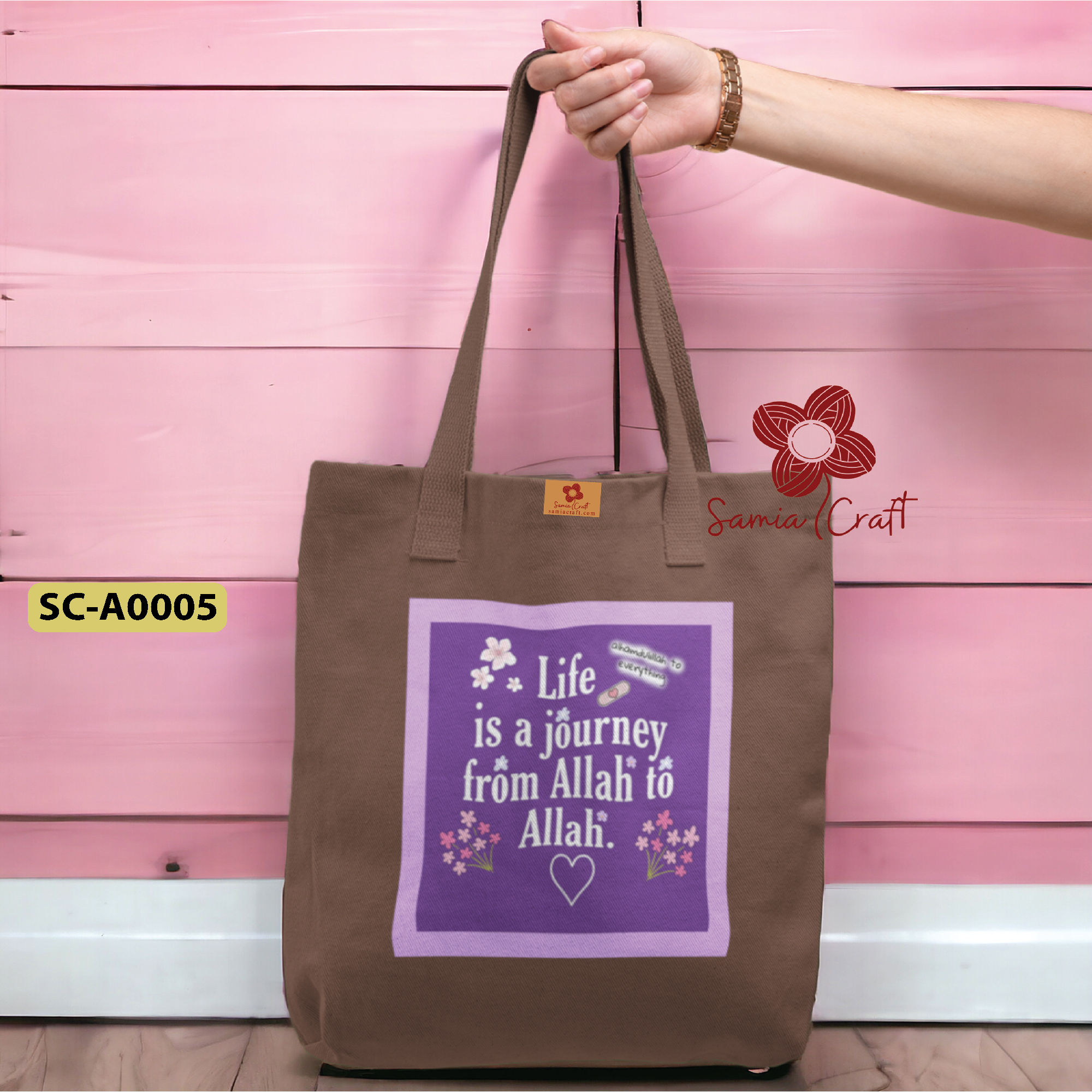 Picture of SamiaCraftsWomen Canvas Shopping Bag Students Book Bag Female Canvas Cloth Shoulder Bag Eco Handbag Tote Reusable Grocery Shopper Bags