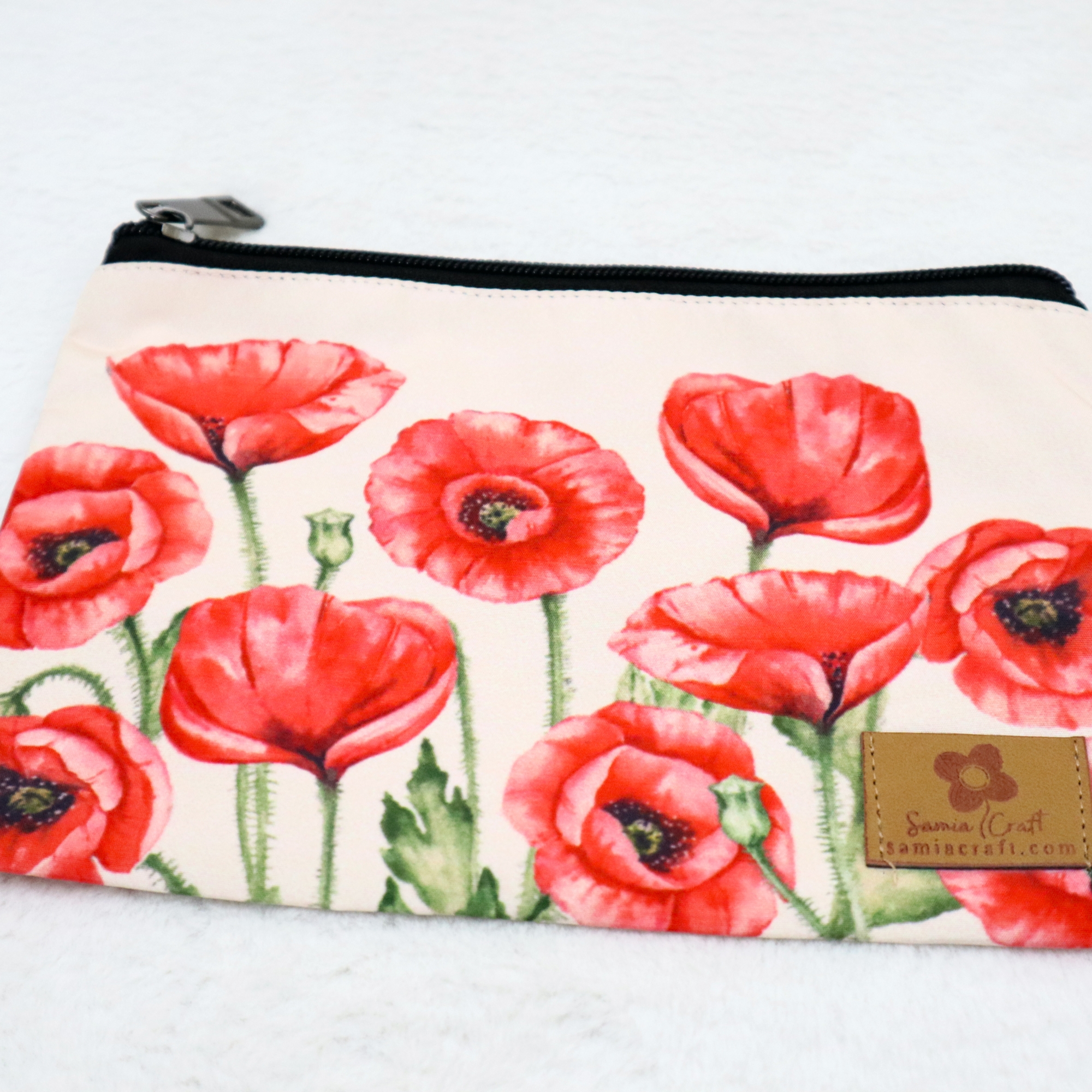 Picture of Red Poppy Flower Printed Pouch Bag: Trendy Ladies' Fashion Pouches Classy Carryalls