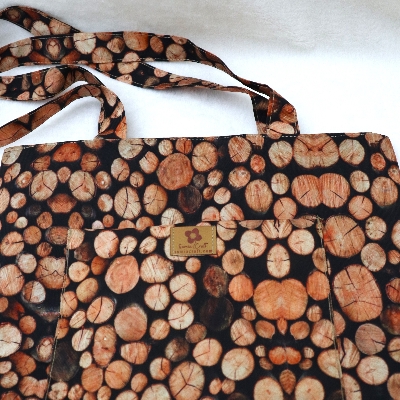 Picture of Woodpile Printed Fashionable Stylish Top Handle Bags for Women and Girls Modern Lifestyle Large Capacity Vanity Side Bag