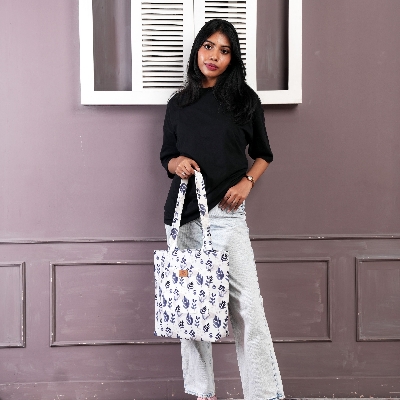 Picture of Watercolor Black Floral Printed Elegant Bag for Women and Girls: Discover Stylish Top Handle Bags Trends