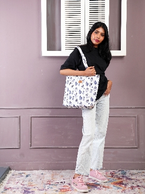 Picture of Watercolor Black Floral Printed Elegant Bag for Women and Girls: Discover Stylish Top Handle Bags Trends