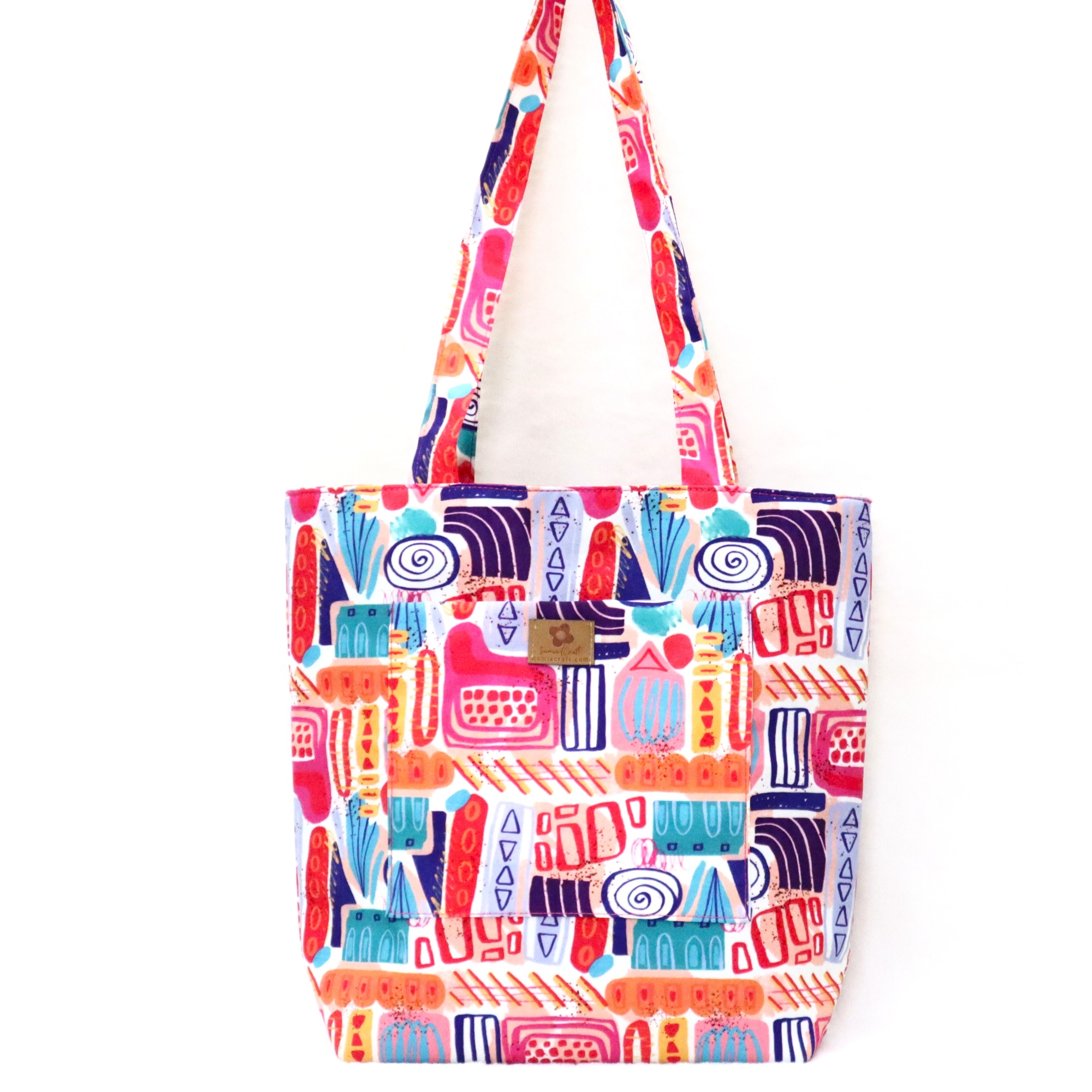 Picture of Samia Craft Colorful Stylish Fashionable Top Handle Bags for Women Watercolor Abstract Doodle Printed