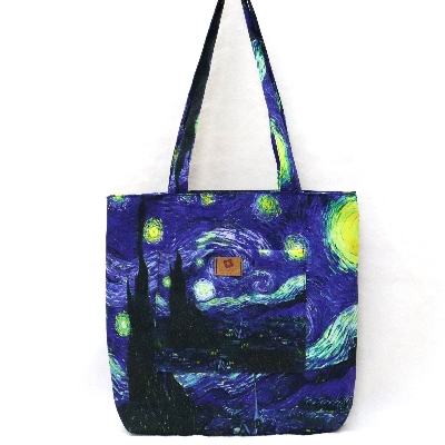 Picture of SamiaCraft Beautiful Starry Night Design by Van Gogh Printed Stylish Modern Top Handle Bags for Women and Girls