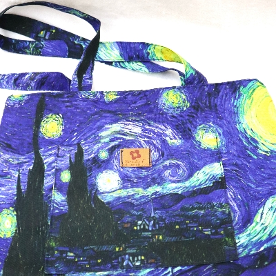 Picture of SamiaCraft Beautiful Starry Night Design by Van Gogh Printed Stylish Modern Top Handle Bags for Women and Girls