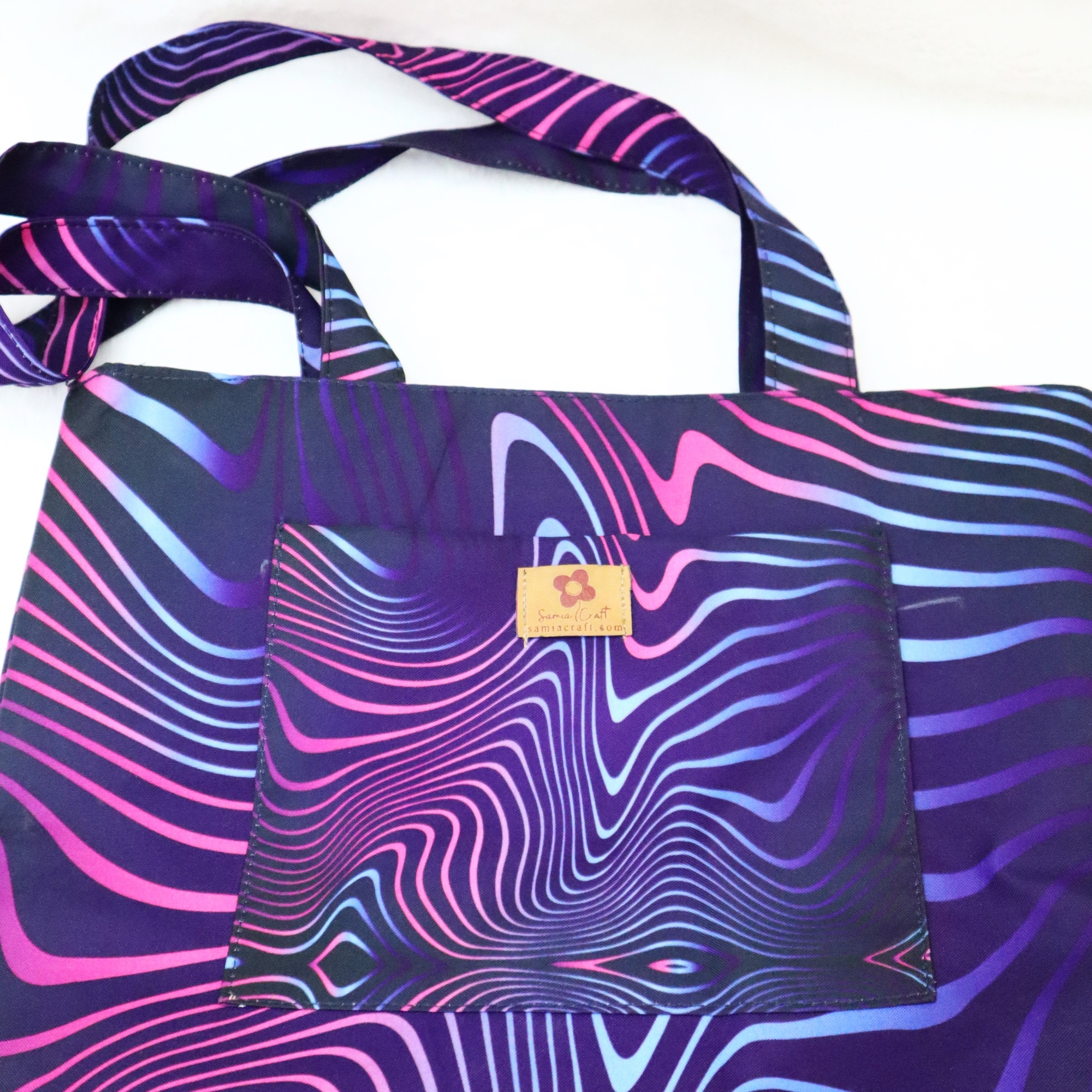 Picture of SamiaCraft Tech Abstract Wave Lines Printed Stylish Professional Top Handle Shoulder Bags for Women and Girls